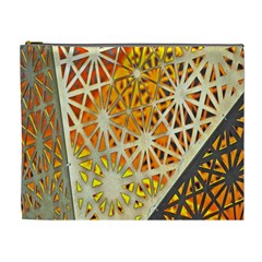 Abstract Starburst Background Wallpaper Of Metal Starburst Decoration With Orange And Yellow Back Cosmetic Bag (xl) by Nexatart