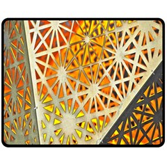 Abstract Starburst Background Wallpaper Of Metal Starburst Decoration With Orange And Yellow Back Fleece Blanket (medium)  by Nexatart