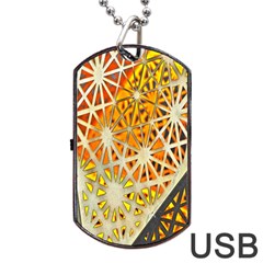 Abstract Starburst Background Wallpaper Of Metal Starburst Decoration With Orange And Yellow Back Dog Tag Usb Flash (two Sides) by Nexatart