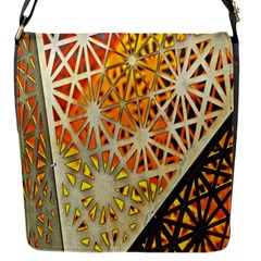 Abstract Starburst Background Wallpaper Of Metal Starburst Decoration With Orange And Yellow Back Flap Messenger Bag (s) by Nexatart