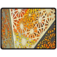 Abstract Starburst Background Wallpaper Of Metal Starburst Decoration With Orange And Yellow Back Double Sided Fleece Blanket (large)  by Nexatart