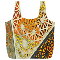 Abstract Starburst Background Wallpaper Of Metal Starburst Decoration With Orange And Yellow Back Full Print Recycle Bags (l)  by Nexatart