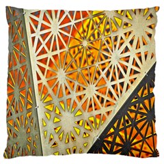 Abstract Starburst Background Wallpaper Of Metal Starburst Decoration With Orange And Yellow Back Large Flano Cushion Case (two Sides) by Nexatart