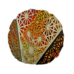 Abstract Starburst Background Wallpaper Of Metal Starburst Decoration With Orange And Yellow Back Standard 15  Premium Flano Round Cushions by Nexatart