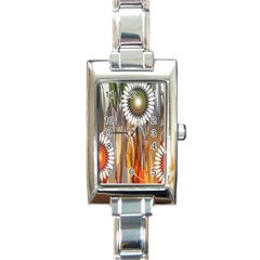 Floral Abstract Pattern Background Rectangle Italian Charm Watch by Nexatart