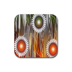 Floral Abstract Pattern Background Rubber Coaster (square)  by Nexatart