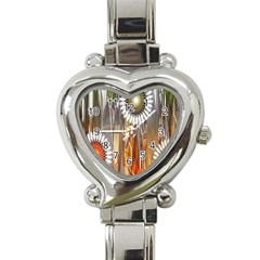 Floral Abstract Pattern Background Heart Italian Charm Watch by Nexatart