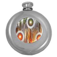 Floral Abstract Pattern Background Round Hip Flask (5 Oz) by Nexatart