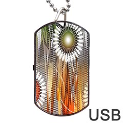 Floral Abstract Pattern Background Dog Tag Usb Flash (two Sides) by Nexatart