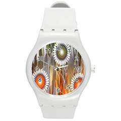 Floral Abstract Pattern Background Round Plastic Sport Watch (m) by Nexatart