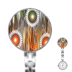 Floral Abstract Pattern Background Stainless Steel Nurses Watch by Nexatart