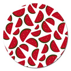 Fruit Watermelon Seamless Pattern Magnet 5  (round) by Nexatart