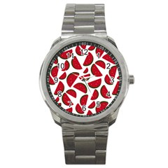 Fruit Watermelon Seamless Pattern Sport Metal Watch by Nexatart