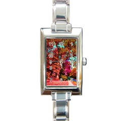 Abstract Fall Trees Saturated With Orange Pink And Turquoise Rectangle Italian Charm Watch by Nexatart