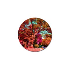 Abstract Fall Trees Saturated With Orange Pink And Turquoise Golf Ball Marker (4 Pack) by Nexatart