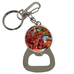 Abstract Fall Trees Saturated With Orange Pink And Turquoise Button Necklaces by Nexatart