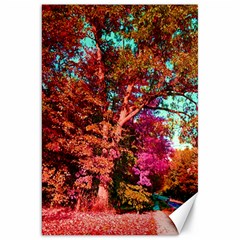 Abstract Fall Trees Saturated With Orange Pink And Turquoise Canvas 20  X 30   by Nexatart