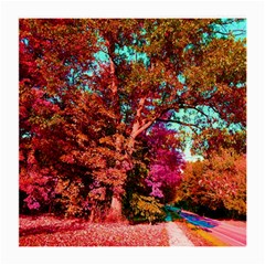 Abstract Fall Trees Saturated With Orange Pink And Turquoise Medium Glasses Cloth (2-side) by Nexatart