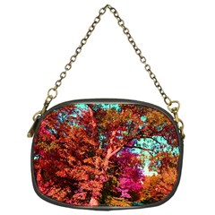 Abstract Fall Trees Saturated With Orange Pink And Turquoise Chain Purses (one Side)  by Nexatart