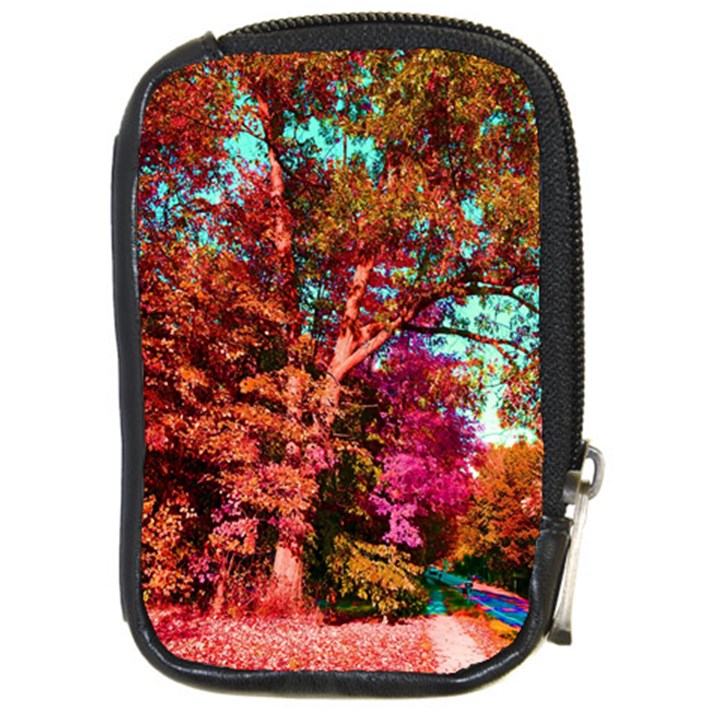 Abstract Fall Trees Saturated With Orange Pink And Turquoise Compact Camera Cases