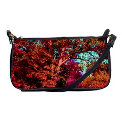 Abstract Fall Trees Saturated With Orange Pink And Turquoise Shoulder Clutch Bags by Nexatart