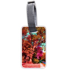 Abstract Fall Trees Saturated With Orange Pink And Turquoise Luggage Tags (one Side)  by Nexatart