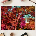 Abstract Fall Trees Saturated With Orange Pink And Turquoise Cosmetic Bag (XXXL)  Back