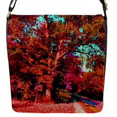 Abstract Fall Trees Saturated With Orange Pink And Turquoise Flap Messenger Bag (s) by Nexatart