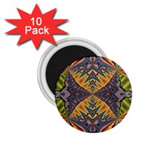 Kaleidoscopic Pattern Colorful Kaleidoscopic Pattern With Fabric Texture 1 75  Magnets (10 Pack)  by Nexatart