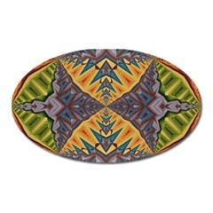 Kaleidoscopic Pattern Colorful Kaleidoscopic Pattern With Fabric Texture Oval Magnet by Nexatart