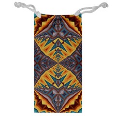 Kaleidoscopic Pattern Colorful Kaleidoscopic Pattern With Fabric Texture Jewelry Bag by Nexatart