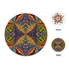 Kaleidoscopic Pattern Colorful Kaleidoscopic Pattern With Fabric Texture Playing Cards (round)  by Nexatart