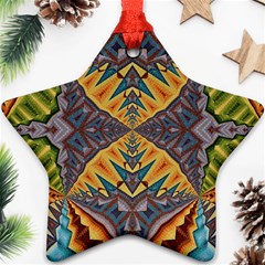 Kaleidoscopic Pattern Colorful Kaleidoscopic Pattern With Fabric Texture Star Ornament (two Sides) by Nexatart