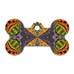 Kaleidoscopic Pattern Colorful Kaleidoscopic Pattern With Fabric Texture Dog Tag Bone (two Sides) by Nexatart