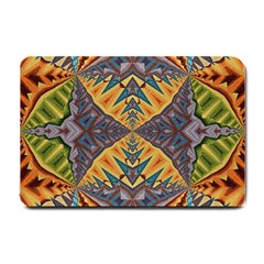 Kaleidoscopic Pattern Colorful Kaleidoscopic Pattern With Fabric Texture Small Doormat  by Nexatart