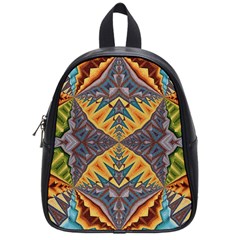 Kaleidoscopic Pattern Colorful Kaleidoscopic Pattern With Fabric Texture School Bags (small)  by Nexatart