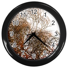 Digitally Painted Colourful Winter Branches Illustration Wall Clocks (black) by Nexatart