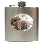 Digitally Painted Colourful Winter Branches Illustration Hip Flask (6 oz) Front