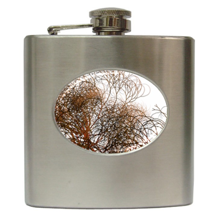 Digitally Painted Colourful Winter Branches Illustration Hip Flask (6 oz)