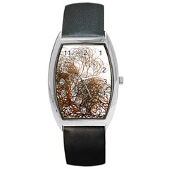 Digitally Painted Colourful Winter Branches Illustration Barrel Style Metal Watch by Nexatart