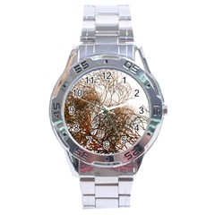 Digitally Painted Colourful Winter Branches Illustration Stainless Steel Analogue Watch by Nexatart