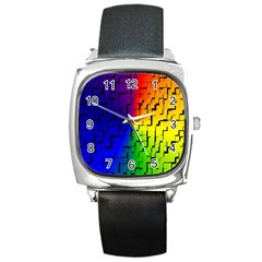 A Creative Colorful Background Square Metal Watch by Nexatart