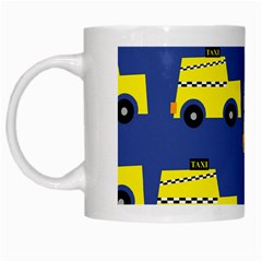 A Fun Cartoon Taxi Cab Tiling Pattern White Mugs by Nexatart