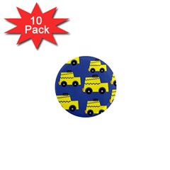 A Fun Cartoon Taxi Cab Tiling Pattern 1  Mini Magnet (10 Pack)  by Nexatart