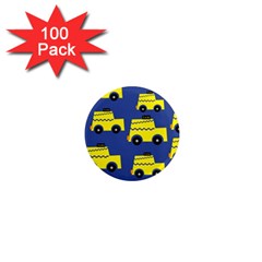 A Fun Cartoon Taxi Cab Tiling Pattern 1  Mini Magnets (100 Pack)  by Nexatart