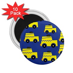 A Fun Cartoon Taxi Cab Tiling Pattern 2 25  Magnets (10 Pack)  by Nexatart