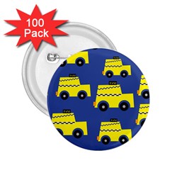 A Fun Cartoon Taxi Cab Tiling Pattern 2.25  Buttons (100 pack) 