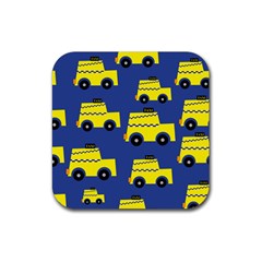 A Fun Cartoon Taxi Cab Tiling Pattern Rubber Coaster (Square) 