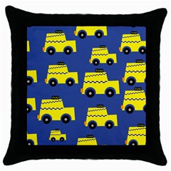 A Fun Cartoon Taxi Cab Tiling Pattern Throw Pillow Case (black) by Nexatart