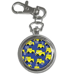 A Fun Cartoon Taxi Cab Tiling Pattern Key Chain Watches by Nexatart